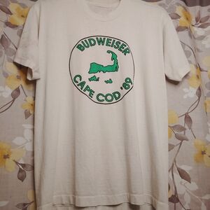 Vintage Budweiser Cape Cod '89 White and Green Tee Single Stitch XL
